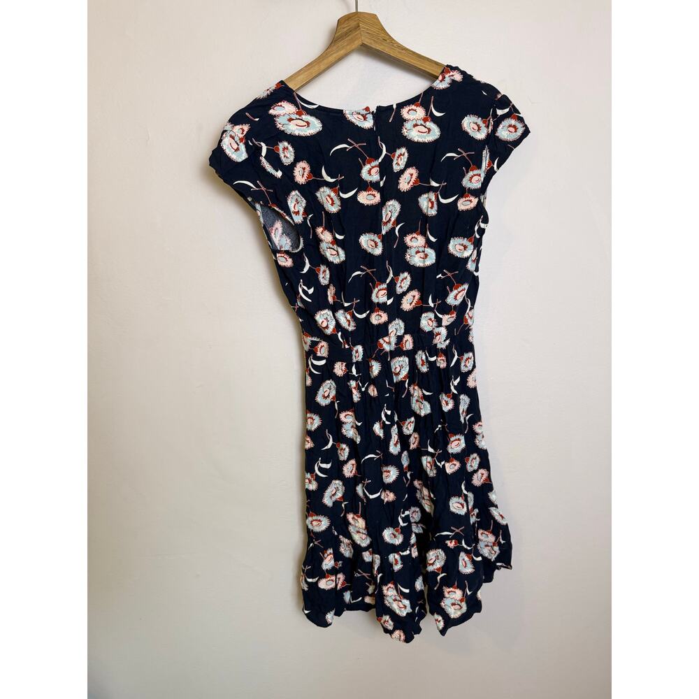 J. Crew Mercantile Short Sleeve Faux Wrap Surplice Dress Navy Floral Size 0 - Picture 6 of 7